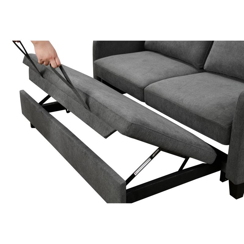 3 In 1 Modern Convertible Sleeper Sofa Bed, Loveseat Futon Sofa Couch W/Pull out Bed and Reclining Backrest