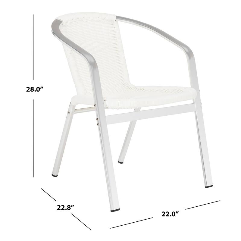 SAFAVIEH Wrangell Indoor-Outdoor White Stacking Armchair (Set of 2) - 22"W x 23"D x 28"H