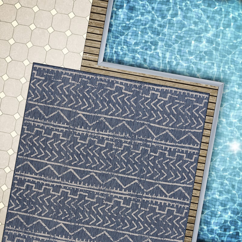Beverly Rug Blue Trellis Indoor Outdoor Area Rug