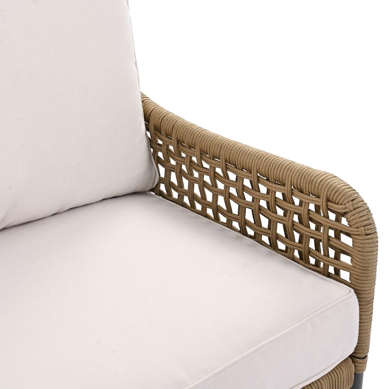 6-Piece Rope L-Shaped Patio Sectional Set For 9
