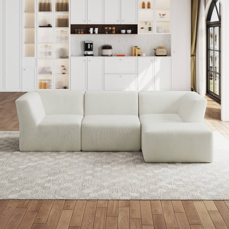 Modern Corduroy Fabric Loveseats Sofa Sectional Sofa