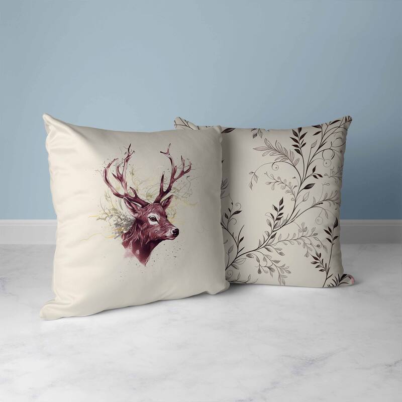 Leaf & Horn Harmony Faux Suede Reversible Throw Pillow Ivory and Copper