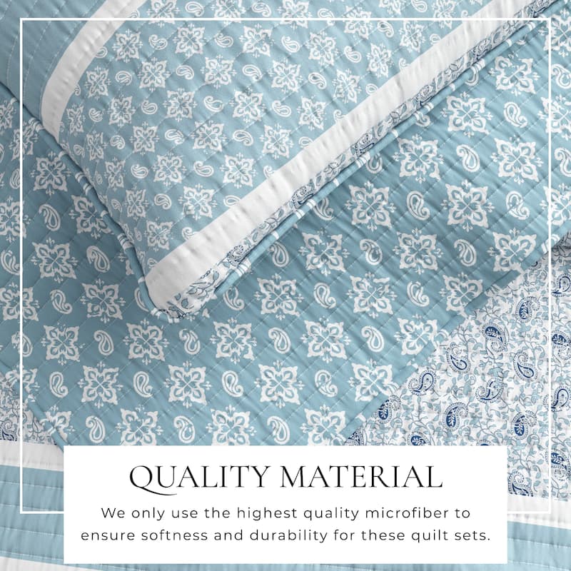 Linery & Co. Stripe & Paisley Microfiber Quilt Set With Shams