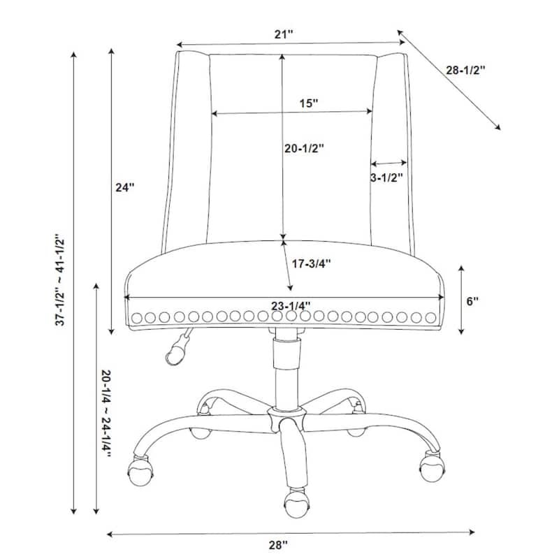 Solid Adjustable Office Chair - 41.5" - Charcoal Gray and Silver
