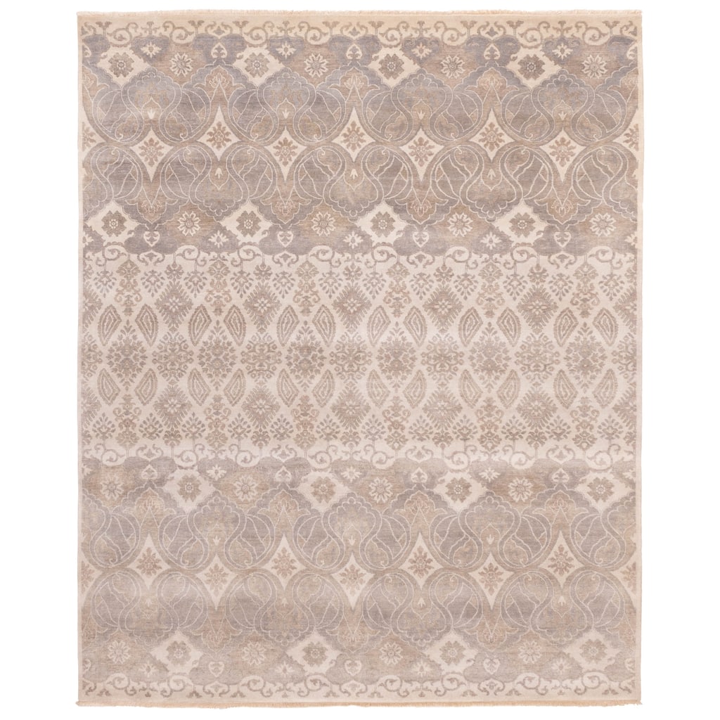 ECARPETGALLERY Hand-knotted Mirzapur Light Grey Wool Rug - 8'1 x 10'2