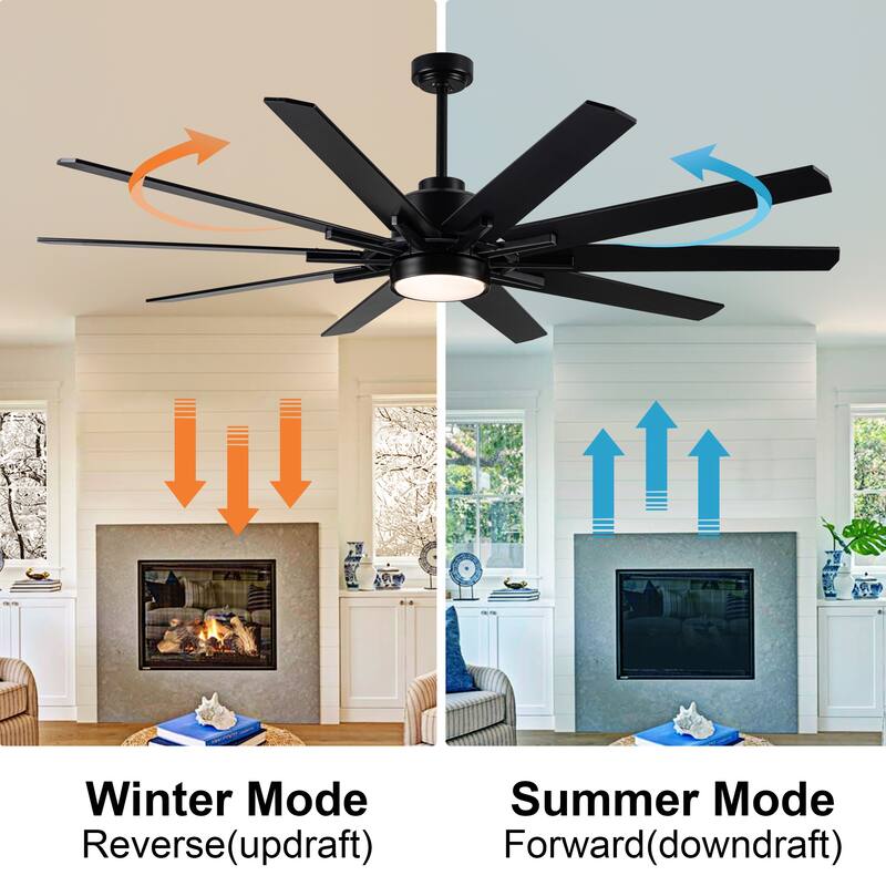YUHAO 72 Inch Windmill Antique Black Industrial Wooden Large Ceiling Fans With LED Lights and Remote Control