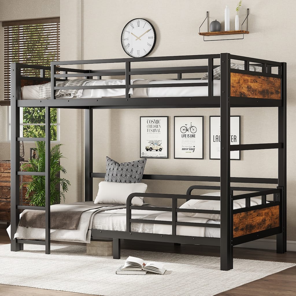 Metal High Loft Bed and Platform Bed, Heavy Duty Metal Bunk Bed Frame, Noise Free, Can be Converted into 2 Beds