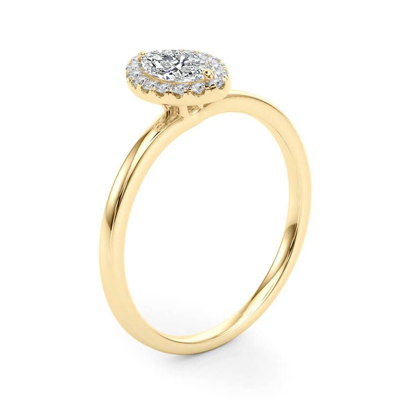 Auriya 14k Yellow Gold Lab Grown Marquise Diamond Halo Engagement Ring 0.50 to 5.00 ct. tw. (F-G VS)