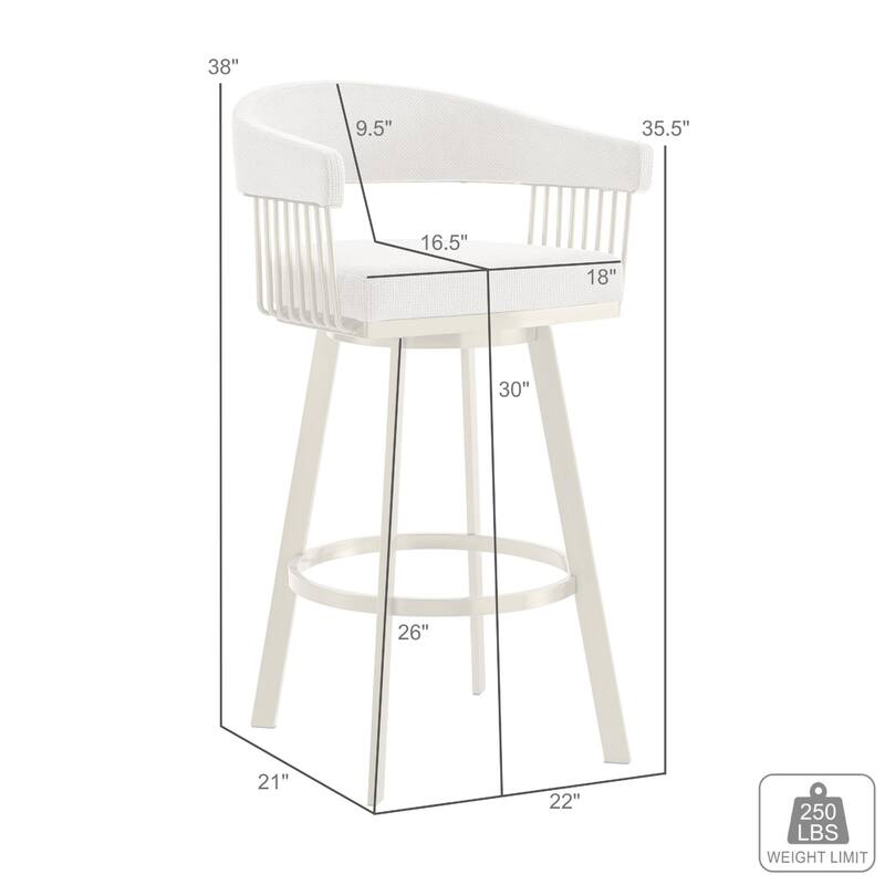 Luci Swivel Barstool Chair, Gold Stainless Steel Legs, Taupe Polyester