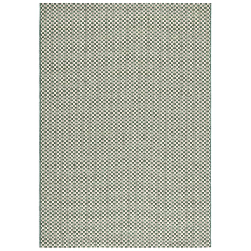 SAFAVIEH Courtyard Rosemie Indoor/ Outdoor Waterproof Patio Backyard Rug - 2' x 3'7" - Dark Green/Beige