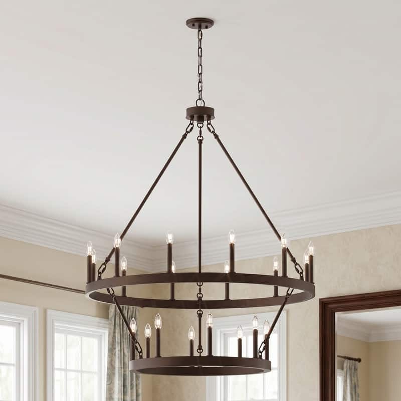 Acroma 20-light Modern Farmhouse 40In Round Wagon Wheel Chandelier with UL
