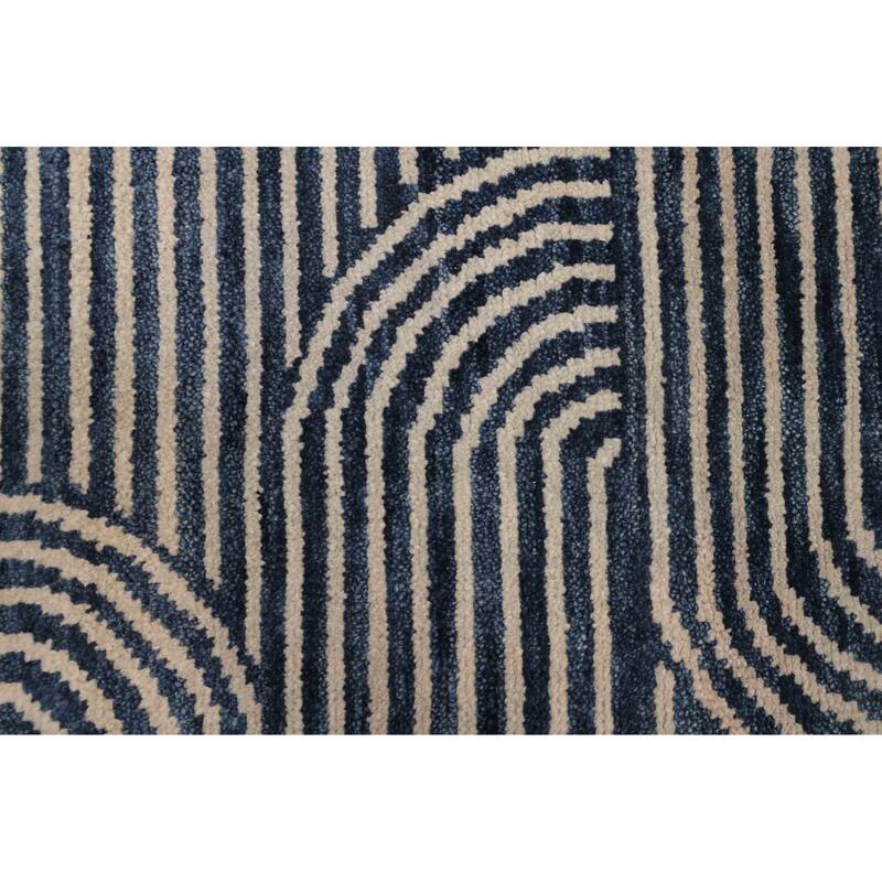ECARPETGALLERY Hand-knotted Peshawar Ziegler Navy Wool Rug - 4'11 x 6'11