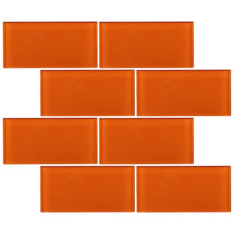 TileGen. 3" x 6" Glass Subway Tile in Fire Orange Wall Tile (80 tiles/10sqft.)