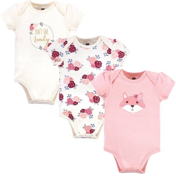 slide 1 of 1, Hudson Baby Infant Girl Cotton Bodysuits 3pk, Lovely Fox 0-3 Months - Lovely Fox