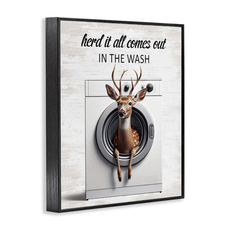 Stupell Herd It Comes Out In Wash Framed Giclee Art Design By Lettered and Lined