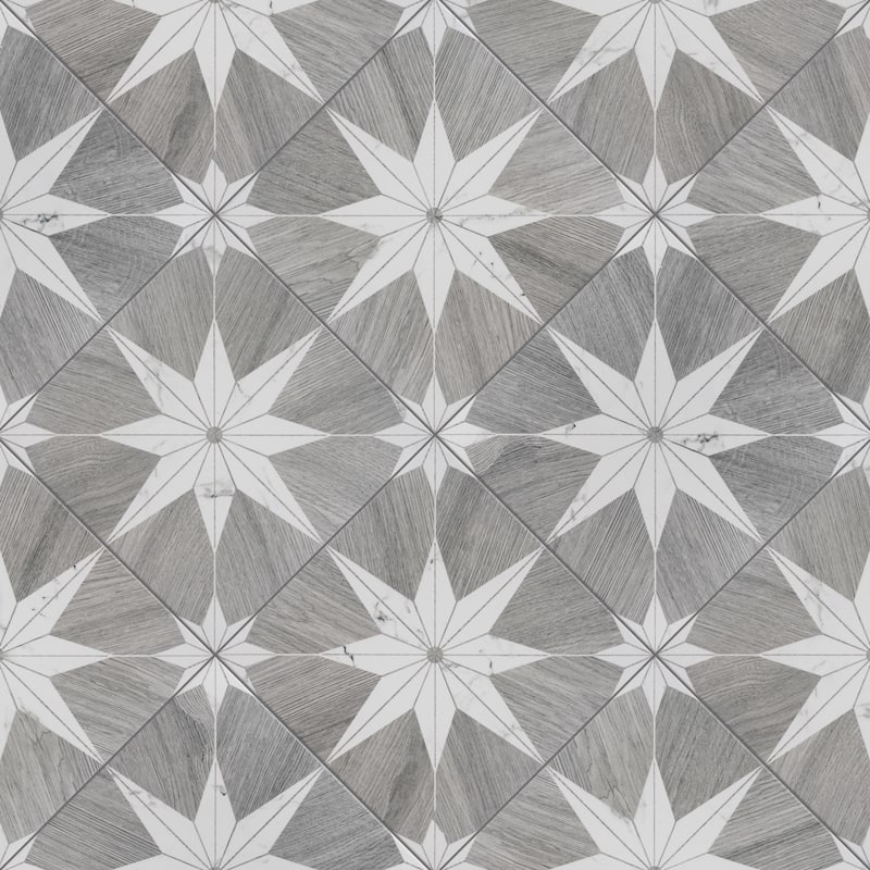 Merola Tile Llama Stella Loire Verso Silver Smoke 9-3/4" x 9-3/4" Porcelain Floor and Wall Tile