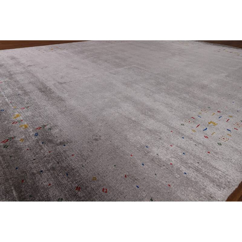 Tribal Gabbeh Oriental Area Rug Handmade Silk Carpet - 7'11" x 9'9"
