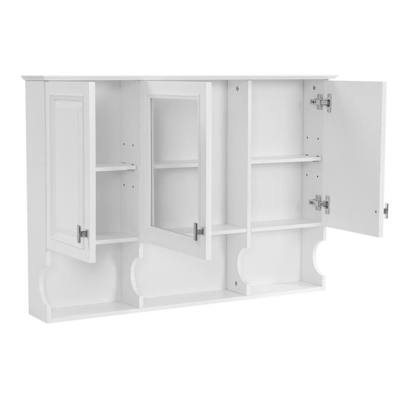 41-Inch Mirror Medicine Cabinet with Open Shelves, Wall-Mounted Storage with Doors & Mirror