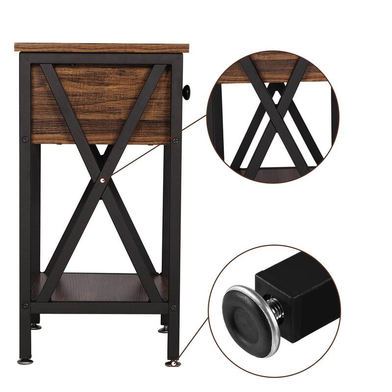 Javlergo Set of 2 Nightstand with 1 Drawer and Storage Shelf End Table Bedside Table for Bedroom Living room Office