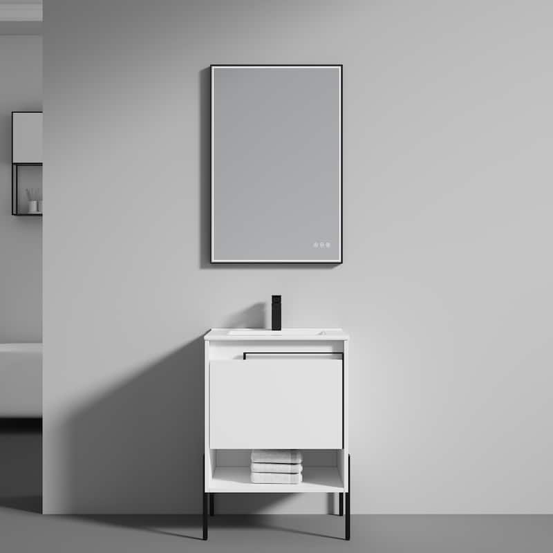 Blossom Turin 24 Inch Freestanding Bathroom Vanity with Ceramic Sink - MatteWhite