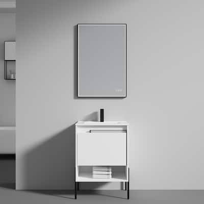 Freestanding Bathroom Vanity Set with Open Shelf & Topmounted Sink