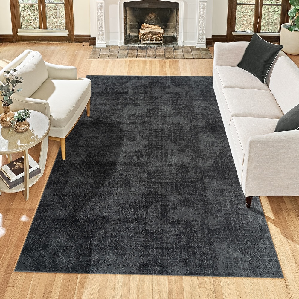 Gertmenian Shadow Thandi Soft Polyester Embossed Abstract Non-Slip Indoor Area Rug