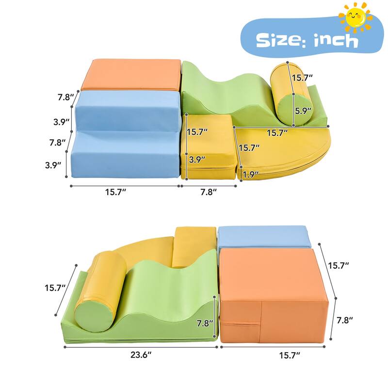 Soft Climb and Crawl Foam Playset 6 in 1 Safe Soft Foam Nugget Block