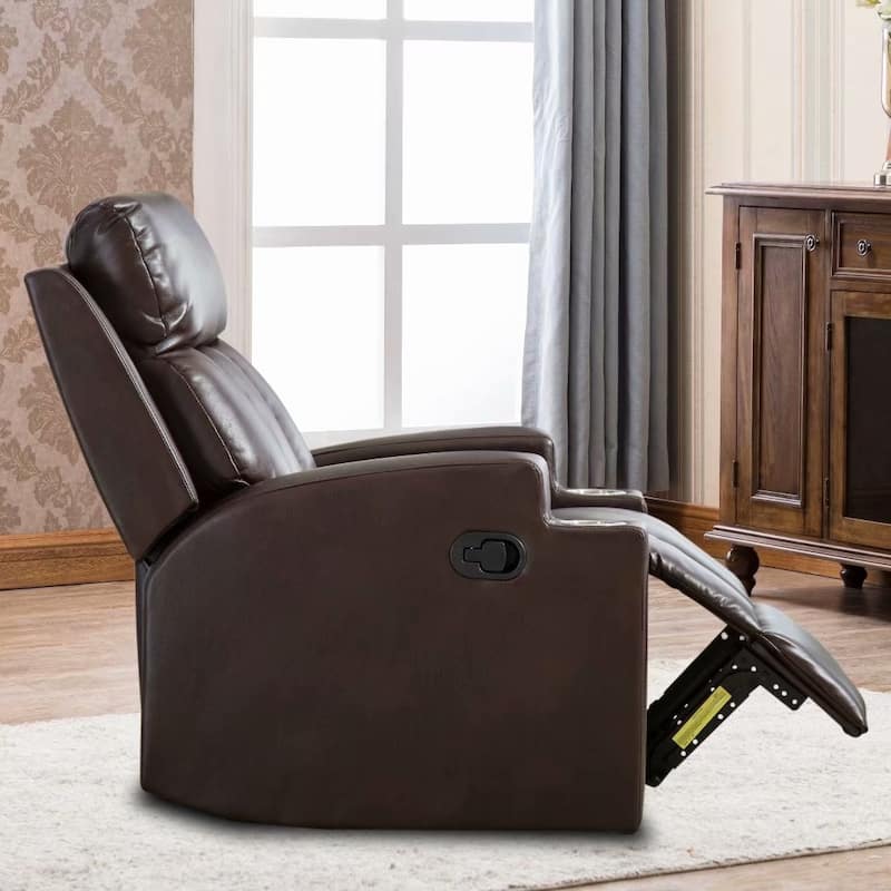 EBELLO-Breathable PU Leather Recliner Chair with 2 Cup Holders