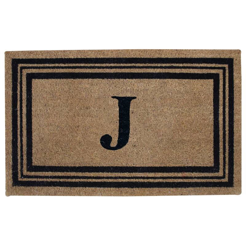 Monogram Printed Coir Doormat Welcome Mat Outdoor Rug Durable, Non slip Letters 18"x28"
