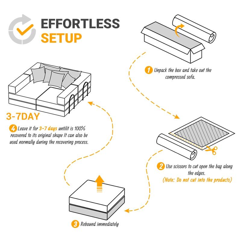 118.2" Oversized Modular Foldable Floor Sofa Couch, Corduroy Upholstered Convertible Sectional Sofa Bed w/ Pillows for Apartment