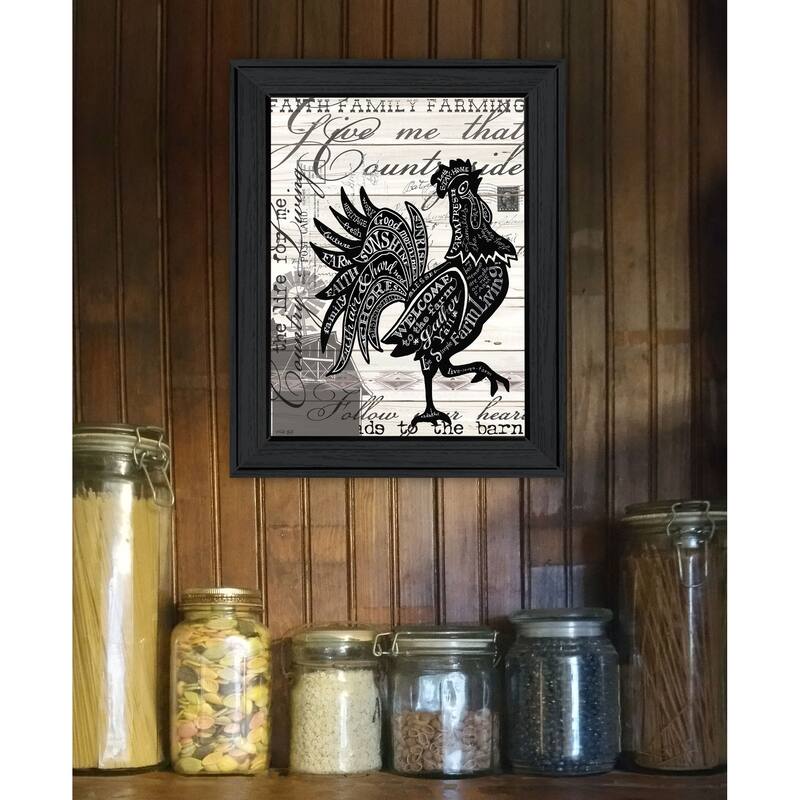 TrendyDecor4U Contemporary "WELCOME TO THE FARM CHICKEN" Framed Print Wall Art