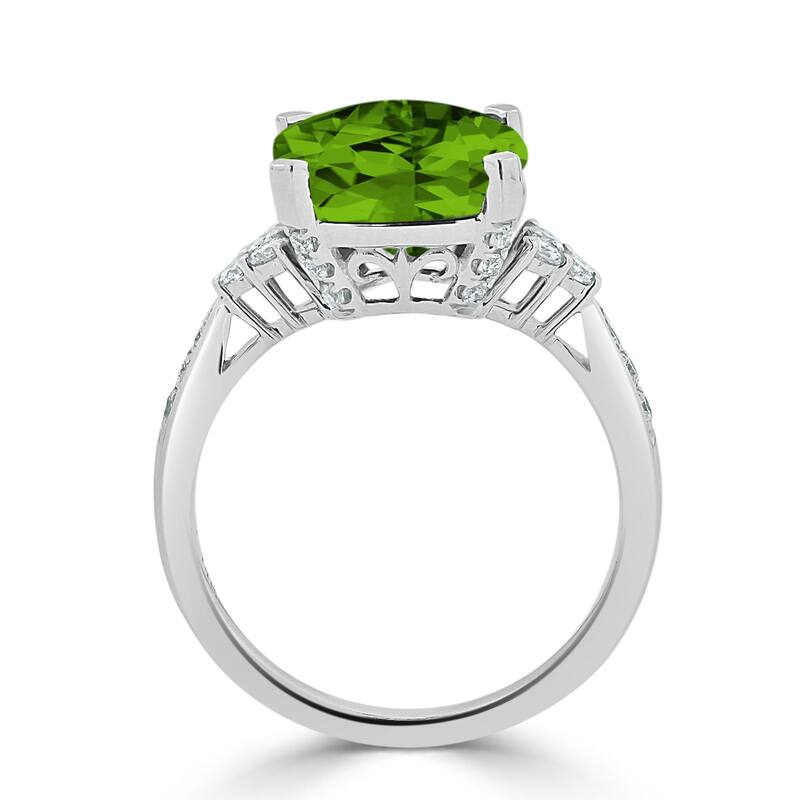 Auriya 1 1/5ct Fancy Cushion Peridot and Diamond Engagement Ring 1/4ctw 14k Gold