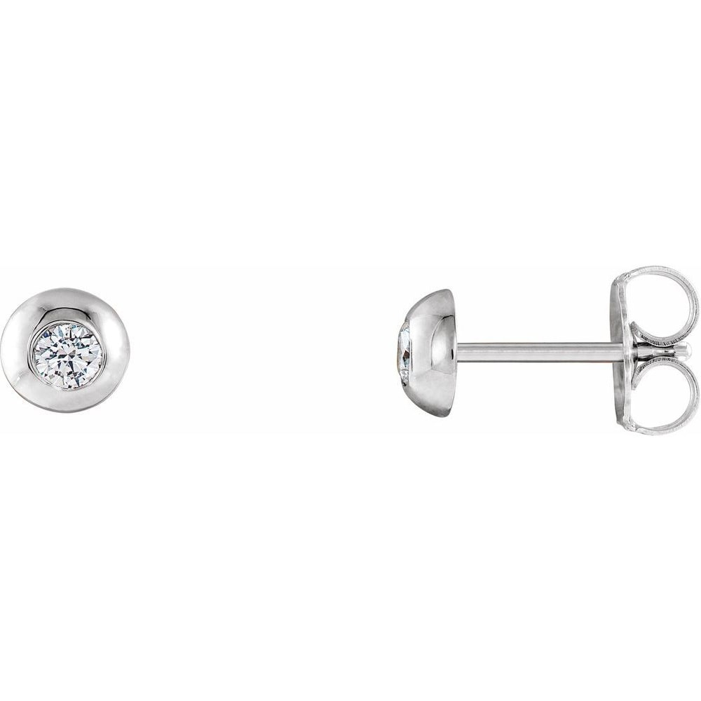 14K White Gold 1/8 Carat Diamond Domed Stud Earrings for Women