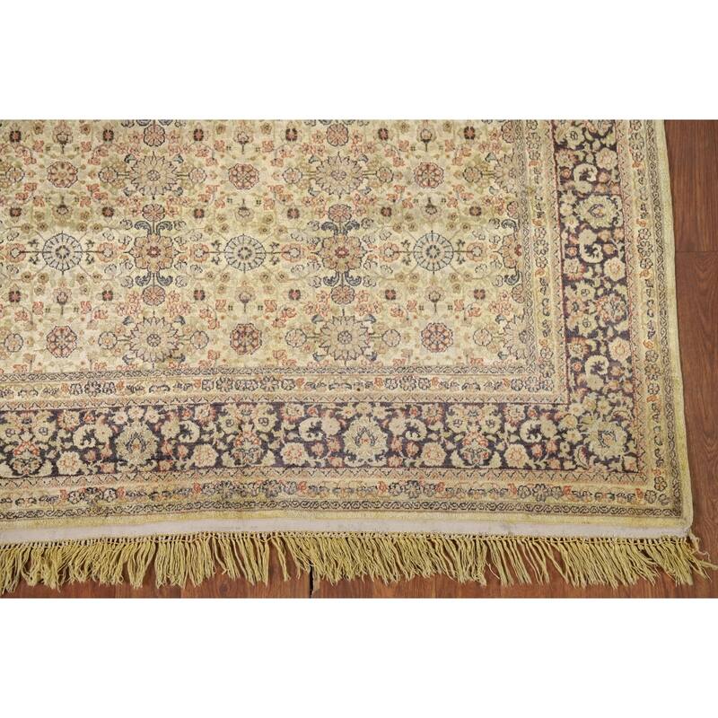 Pre-1900 Antique Silk Farahan Foyer Rug Hand-Knotted Wool Carpet - 4'0" x 6'0"