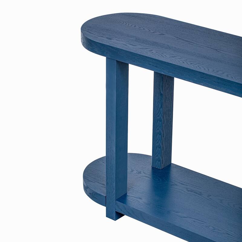 63" Oval Console Table with Ash Veneer, Sleek Design