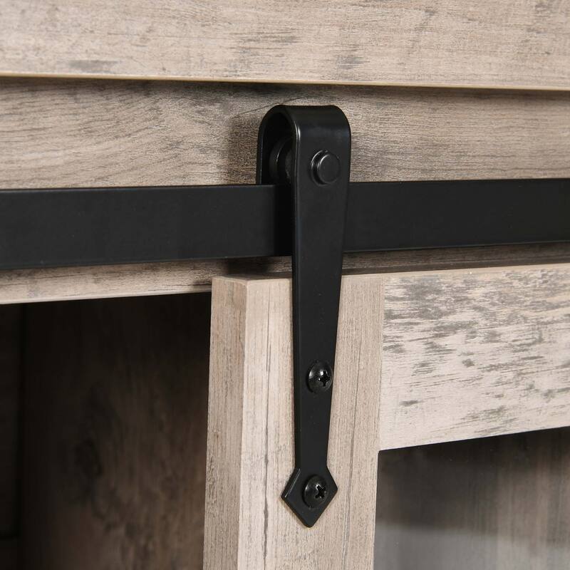 53" Barn Door Buffet Coffee Bar Cabinet with Wine Rack, Kitchen Sideboard Storage Cabinet