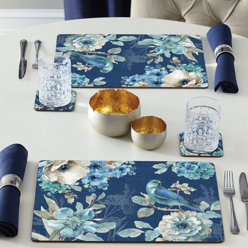 Cala Home Hardboard Placemats - Indigold - Set of 4 - 15.5x11.25x.224