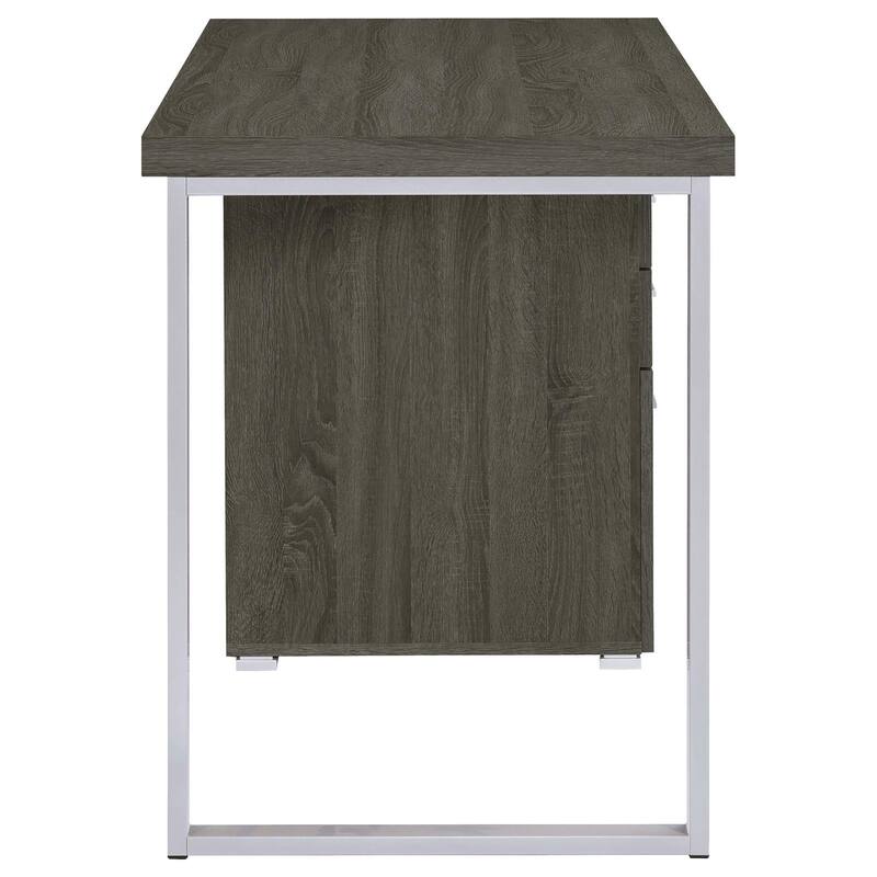 GDFStudio - Evelyn Harper Contemporary Weathered Grey 3-Drawer Reversible Office Desk