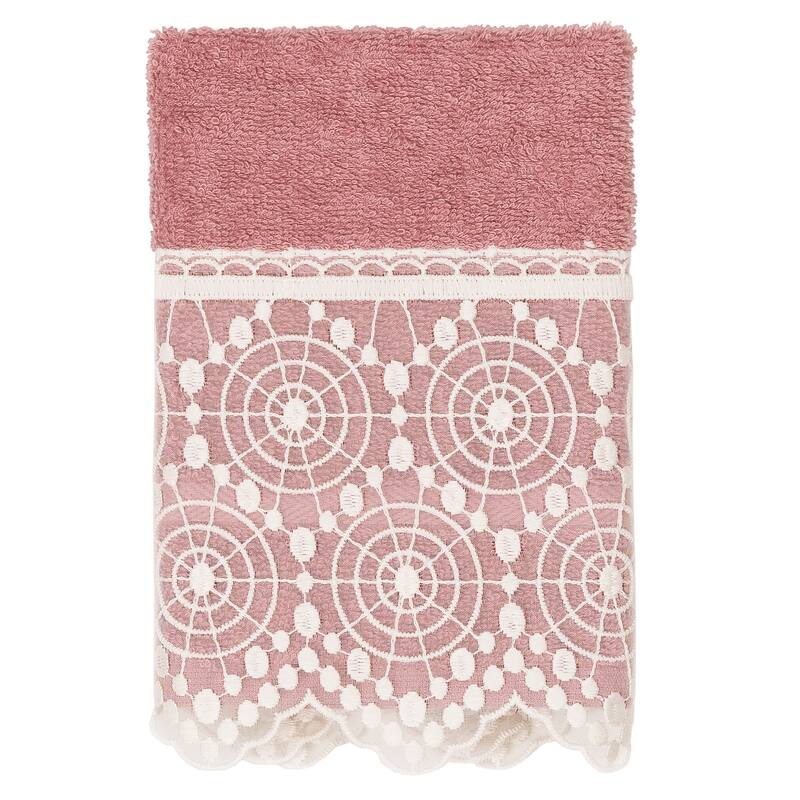 Authentic Hotel and Spa 100% Turkish Cotton Arian 3PC Cream Lace Embellished Towel Set