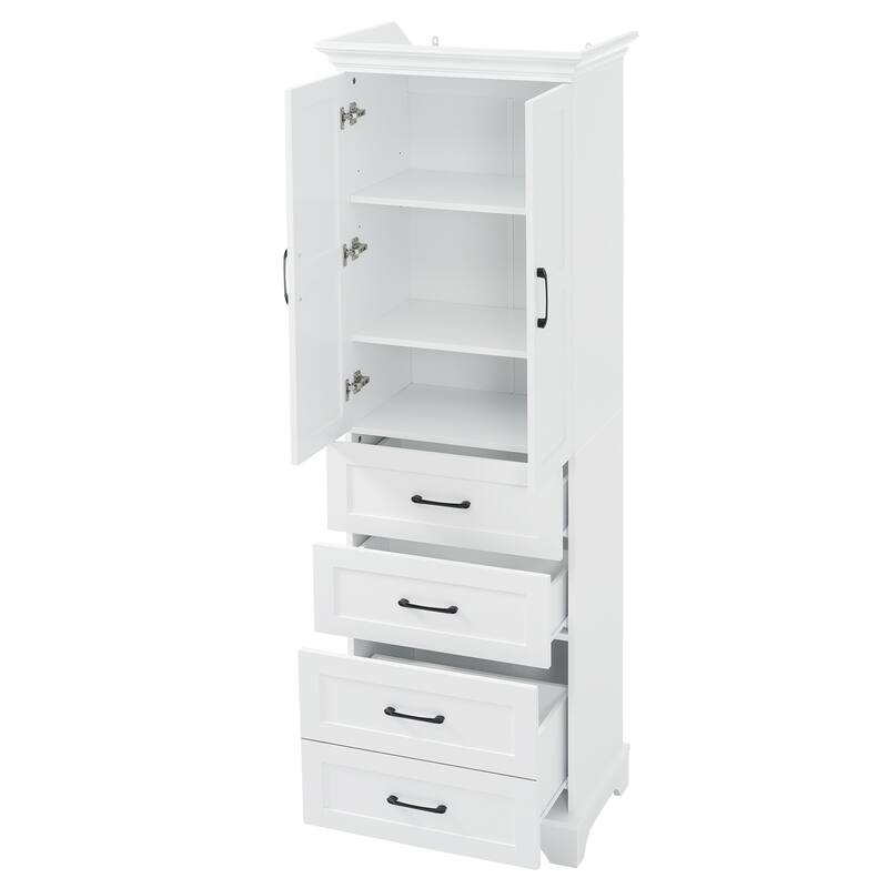 71.6" Free-Standing Bathroom Vanity with 2 Damping-Hinge Doors,3 Drawers (Including 1 Deep Drawer), Adjustable Shelves
