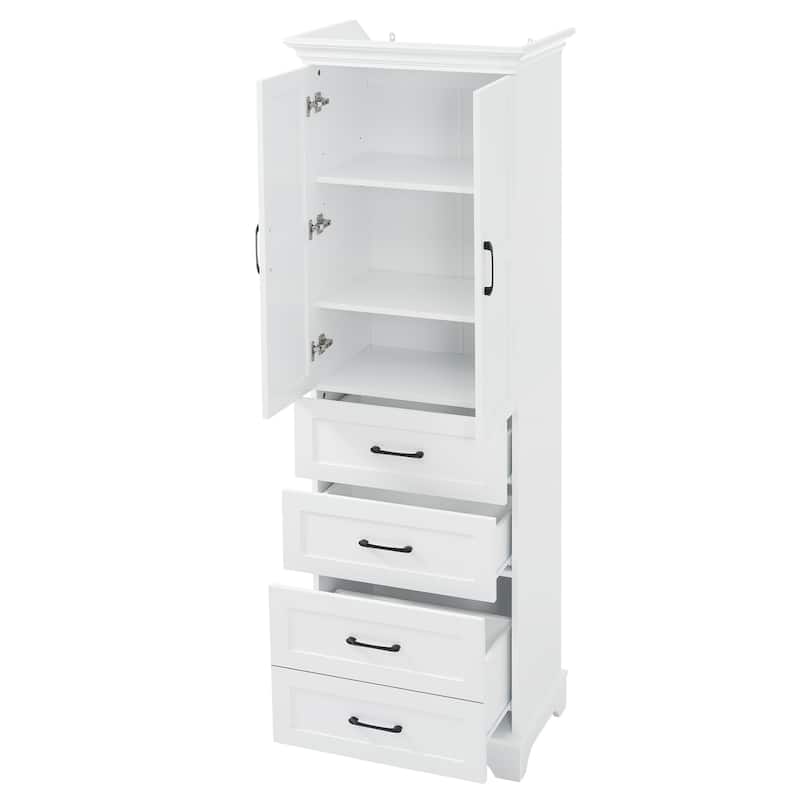 Freestanding Tall Storage Cabinet for Bathroom with Adjustable Shelves