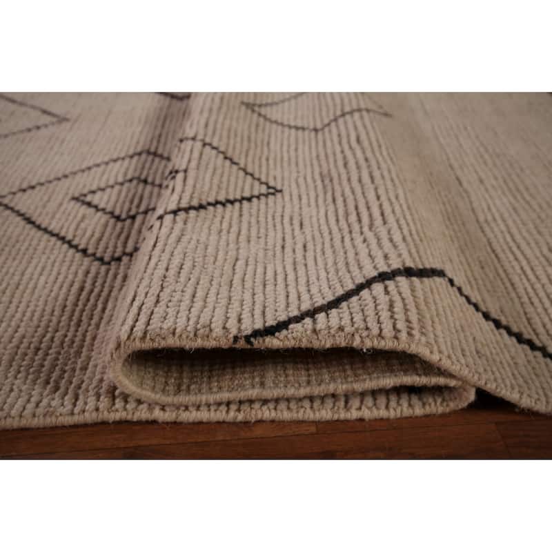 Geometric Moroccan Oriental Large Area Rug Hand-Knotted Wool Carpet - 9'9"x 14'5"