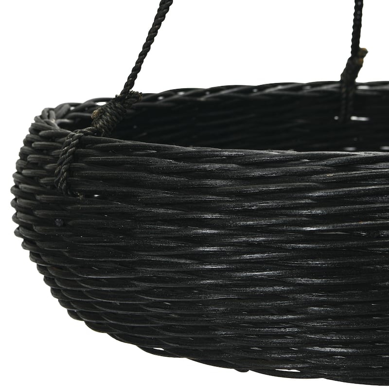 Hand-Woven Hanging Rattan Basket with Jute Rope Hanger - 95% Rattan, 5% Abaca Rope