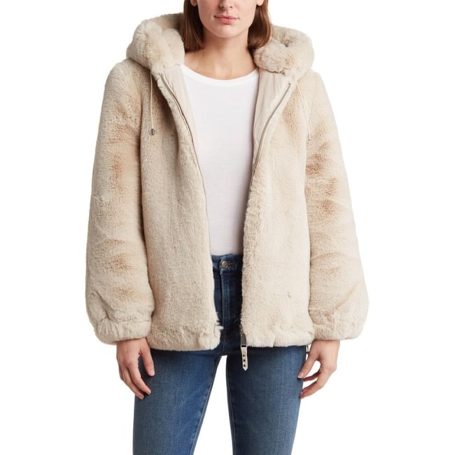 Rebecca Minkoff Faux Fur Teddy Coat - S - Natural