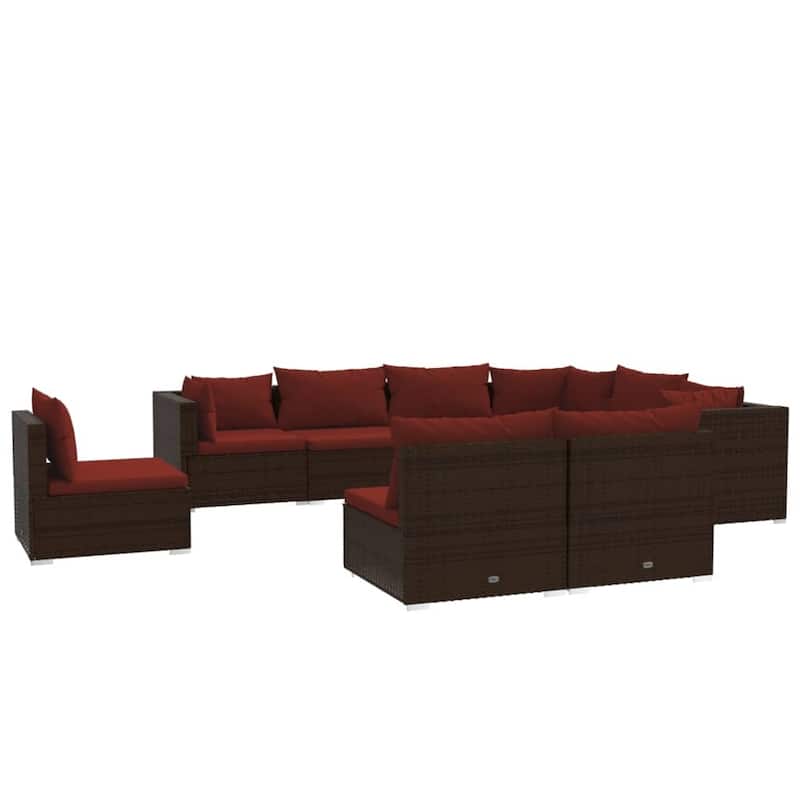 vidaXL Patio Lounge Set Outdoor Sectional Sofa Set Table Garden Poly Rattan - 27.6" x 27.6" x 23.8"