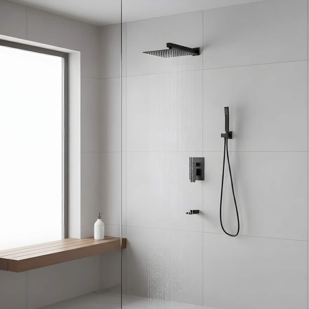 Minimalist Wall Mounted Dual Shower Head Shower Set