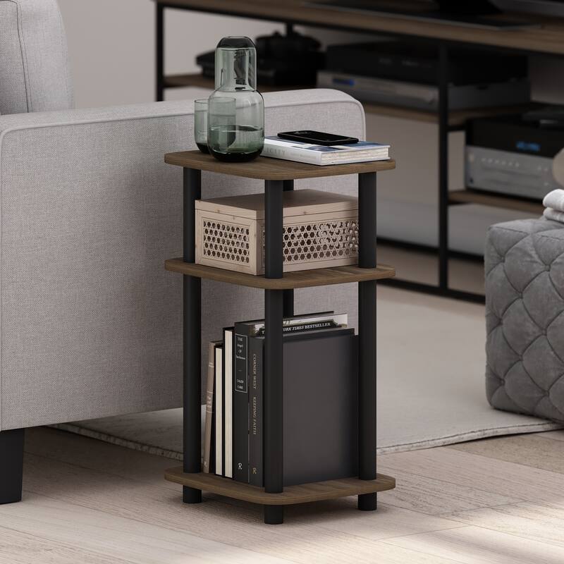 Furinno Just 3-Tier Turn-N-Tube Curve End Table, Side Table, 1-Pack