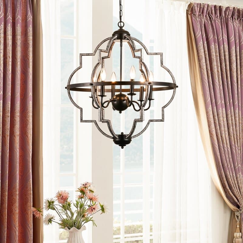 Maxax 6 - Light Candle Style Geometric Chandelier - MX19063-6-P