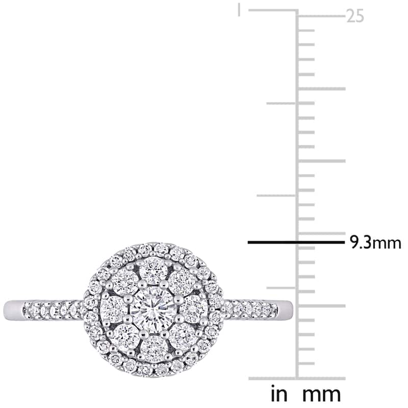 1/2ct TDW Diamond Composite Round Halo Engagement Ring in 10k White Gold by Miadora