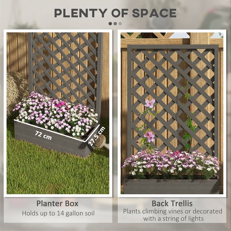 Outdoor Solid Fir Wood Flower Shelf Garden Planter Bed with Back Net Board for Herb or Plants - 28.5"L x 12.5"W x 58.75"H
